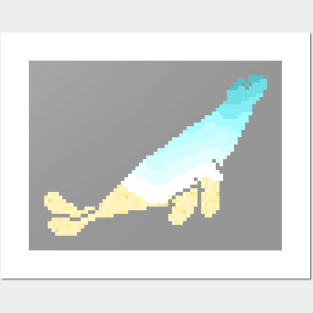 Modern Pixel Sea Seal Posters and Art